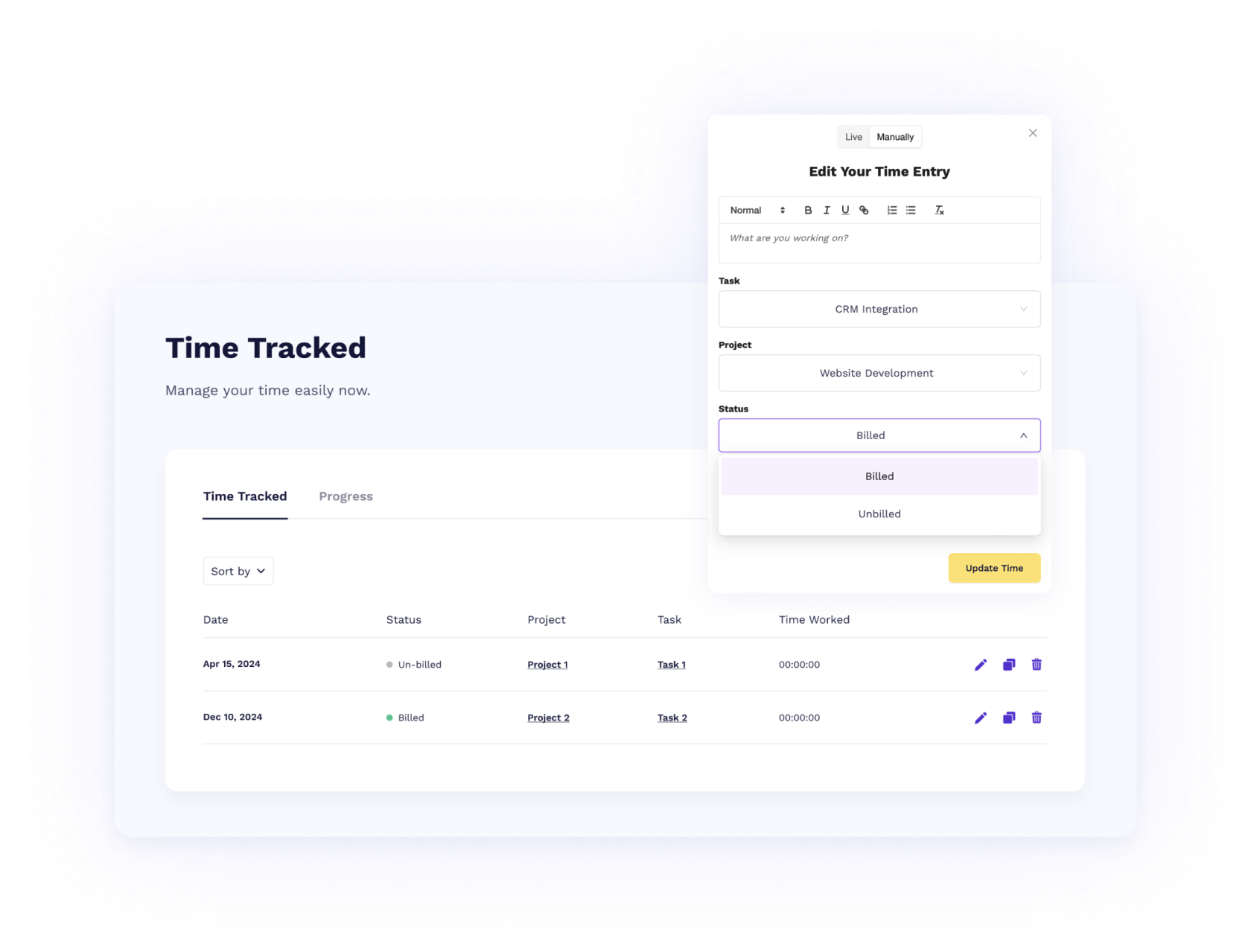 Billed & unbilled time tracking - Owledge